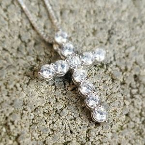Micro Sterling Silver Cross W/cz